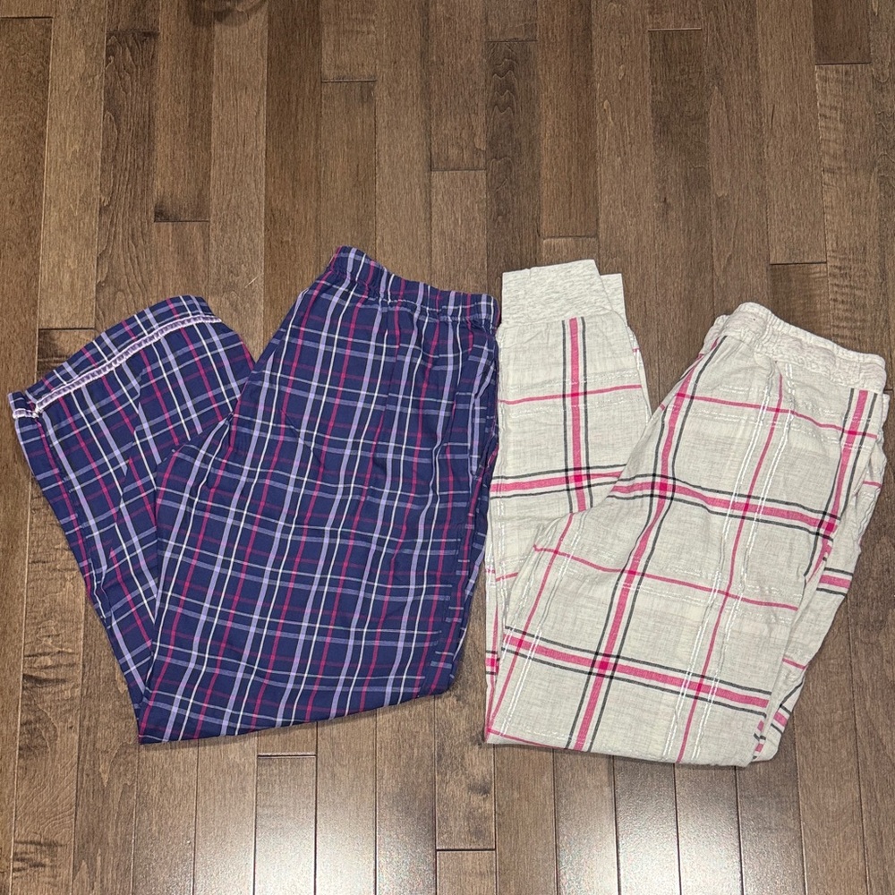 Victoria's Secret Plaid Sweatpants - Navy and Cream